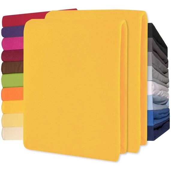 CelinaTex Jersey Spannbettlaken Lucina Doppelpack 90x200-100x200cm mais gelb 100% Baumwolle gekämmt bis 26cm Matratzenhöhe Spannbettbezug, Leintuch, Bettlaken, elastisch, Strech, Oeko-Tex
