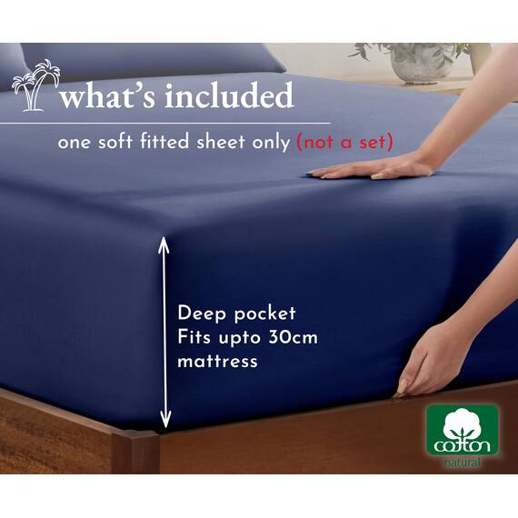 California Design Den Spannbettlaken für Super-Kingsize-Bett, weicher 100 % Baumwollsatin, tiefe Tasche mit elastischem Gummizug (Super-Kingsize-Bett, Indigoblau)