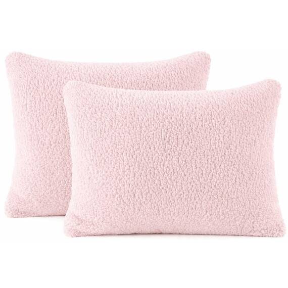 Reafort Ultraweiche Sherpa-Kissenbezüge, Standardgröße, 50,8 x 66 cm, 2 Stück, mit Reißverschluss, Rosa, 50,8 x 66 cm Standard-Kissenbezug