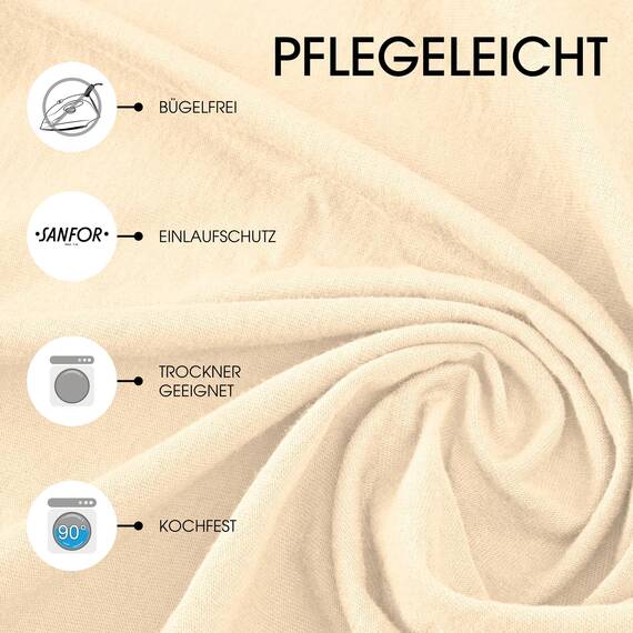 CelinaTex Jersey Topper Spannbettlaken Lucina 140x200-160x200cm Natur beige 100% Baumwolle gekämmt bis 12cm Matratzenhöhe Spannbettbezug, Leintuch, Bettlaken, elastisch, Strech, Oeko-Tex