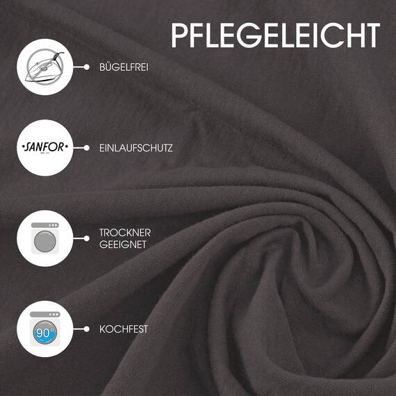 CelinaTex Jersey Topper Spannbettlaken Lucina Doppelpack 140x200-160x200cm anthrazit grau 100% Baumwolle gekämmt bis 12cm Matratzenhöhe Spannbettbezug, Leintuch, Bettlaken, elastisch, Oeko-Tex