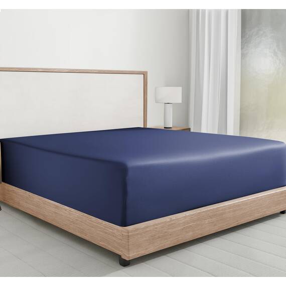 California Design Den Spannbettlaken für Super-Kingsize-Bett, weicher 100 % Baumwollsatin, tiefe Tasche mit elastischem Gummizug (Super-Kingsize-Bett, Indigoblau)