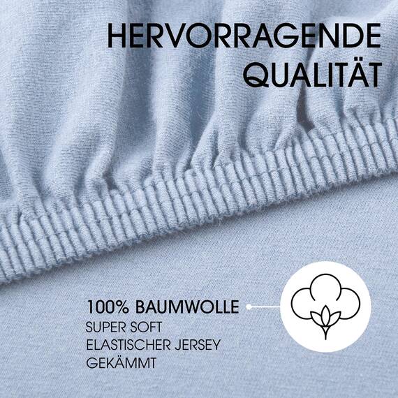 CelinaTex Jersey Topper Spannbettlaken Lucina 140x200-160x200cm Aqua blau 100% Baumwolle gekämmt bis 12cm Matratzenhöhe Spannbettbezug, Leintuch, Bettlaken, elastisch, Strech, Oeko-Tex