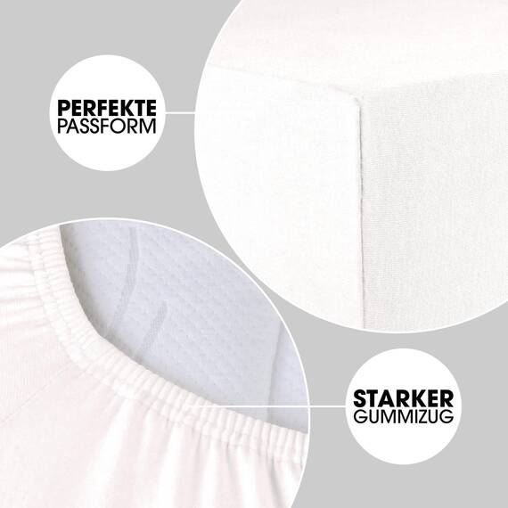 CelinaTex Jersey Topper Spannbettlaken Lucina Doppelpack 180x200-200x200cm Schnee weiß 100% Baumwolle gekämmt bis 12cm Matratzenhöhe Spannbettbezug, Leintuch, Bettlaken, elastisch, Strech, Oeko-Tex