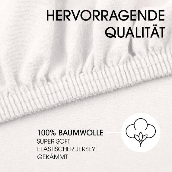 CelinaTex Jersey Spannbettlaken Lucina Doppelpack 140x200-160x200cm Schnee weiß 100% Baumwolle gekämmt bis 26cm Matratzenhöhe Spannbettbezug, Leintuch, Bettlaken, elastisch, Strech, Oeko-Tex