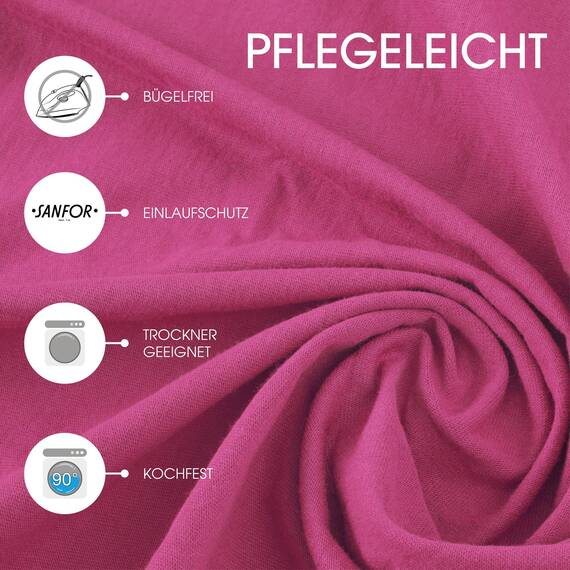 CelinaTex Jersey Spannbettlaken Lucina 140x200-160x200cm pink 100% Baumwolle gekämmt bis 26cm Matratzenhöhe Spannbettbezug, Leintuch, Bettlaken, elastisch, Strech, Oeko-Tex