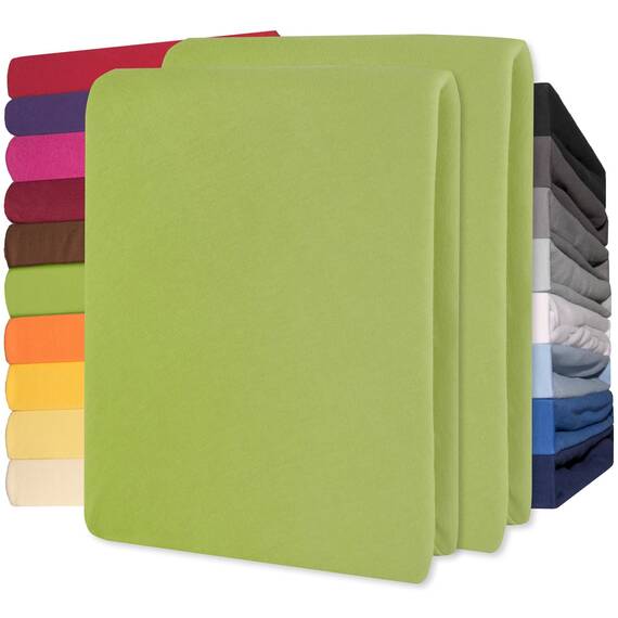 CelinaTex Jersey Topper Spannbettlaken Lucina 180x200-200x200cm grün 100% Baumwolle gekämmt bis 12cm Matratzenhöhe Spannbettbezug, Leintuch, Bettlaken, elastisch, Strech, Oeko-Tex
