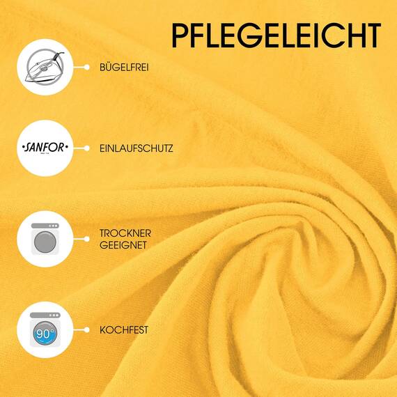 CelinaTex Jersey Spannbettlaken Lucina 140x200-160x200cm mais gelb 100% Baumwolle gekämmt bis 26cm Matratzenhöhe Spannbettbezug, Leintuch, Bettlaken, elastisch, Strech, Oeko-Tex