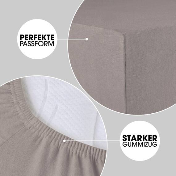 CelinaTex Jersey Spannbettlaken Lucina 140x200-160x200cm dunkel grau 100% Baumwolle gekämmt bis 26cm Matratzenhöhe Spannbettbezug, Leintuch, Bettlaken, elastisch, Strech, Oeko-Tex