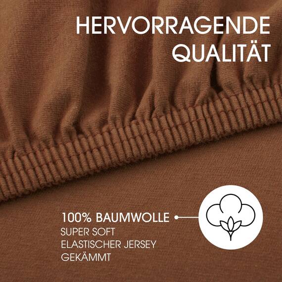 CelinaTex Jersey Spannbettlaken Lucina 140x200-160x200cm Schoko braun 100% Baumwolle gekämmt bis 26cm Matratzenhöhe Spannbettbezug, Leintuch, Bettlaken, elastisch, Strech, Oeko-Tex