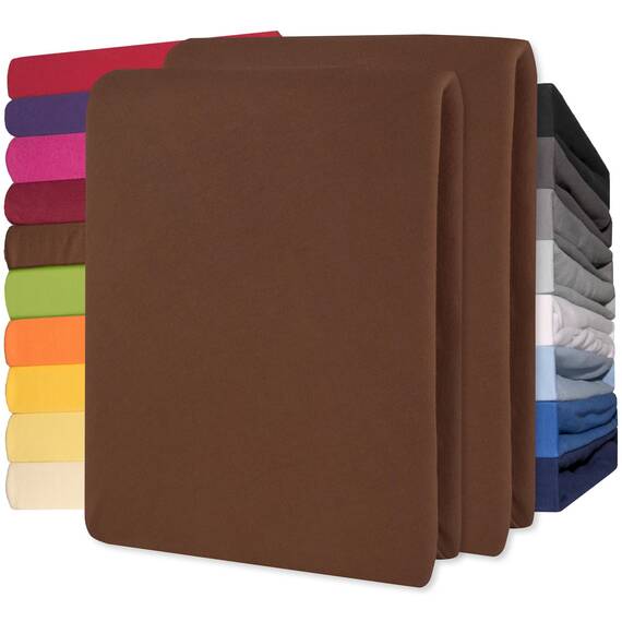 CelinaTex Jersey Spannbettlaken Lucina 140x200-160x200cm Schoko braun 100% Baumwolle gekämmt bis 26cm Matratzenhöhe Spannbettbezug, Leintuch, Bettlaken, elastisch, Strech, Oeko-Tex