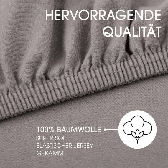 CelinaTex Jersey Spannbettlaken Lucina 140x200-160x200cm dunkel grau 100% Baumwolle gekämmt bis 26cm Matratzenhöhe Spannbettbezug, Leintuch, Bettlaken, elastisch, Strech, Oeko-Tex