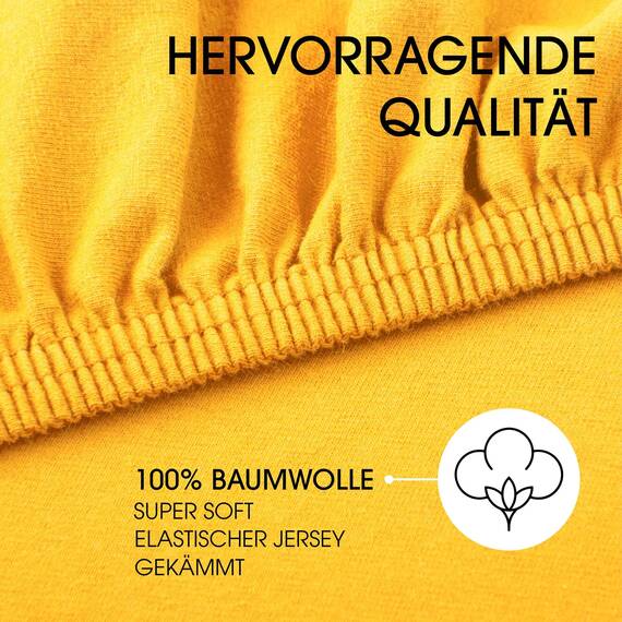 CelinaTex Jersey Spannbettlaken Lucina 140x200-160x200cm mais gelb 100% Baumwolle gekämmt bis 26cm Matratzenhöhe Spannbettbezug, Leintuch, Bettlaken, elastisch, Strech, Oeko-Tex