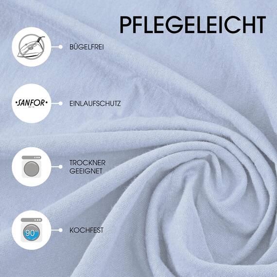 CelinaTex Jersey Topper Spannbettlaken Lucina Doppelpack 200x200-200x220cm Aqua blau 100% Baumwolle gekämmt bis 12cm Matratzenhöhe Spannbettbezug, Leintuch, Bettlaken, elastisch, Strech, Oeko-Tex