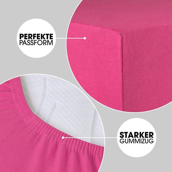 CelinaTex Jersey Spannbettlaken Lucina 180x200-200x200cm pink 100% Baumwolle gekämmt bis 26cm Matratzenhöhe Spannbettbezug, Leintuch, Bettlaken, elastisch, Strech, Oeko-Tex
