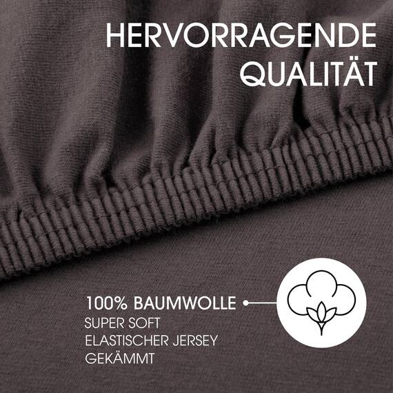 CelinaTex Jersey Spannbettlaken Lucina 180x200-200x200cm anthrazit grau 100% Baumwolle gekämmt bis 26cm Matratzenhöhe Spannbettbezug, Leintuch, Bettlaken, elastisch, Strech, Oeko-Tex