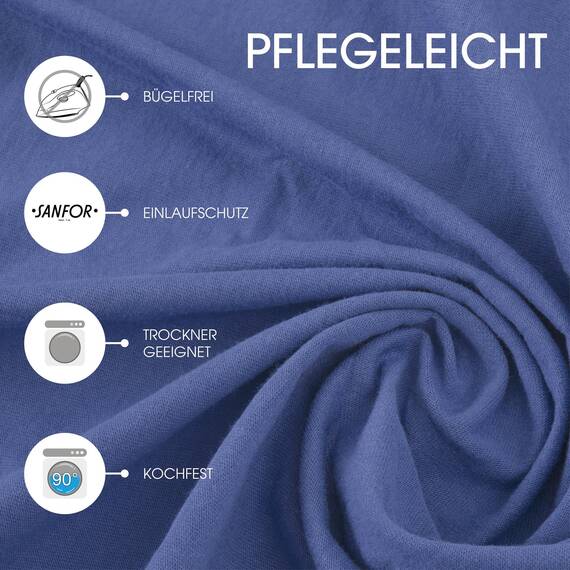 CelinaTex Jersey Topper Spannbettlaken Lucina Doppelpack 180x200-200x200cm royal blau 100% Baumwolle gekämmt bis 12cm Matratzenhöhe Spannbettbezug, Leintuch, Bettlaken, elastisch, Strech, Oeko-Tex
