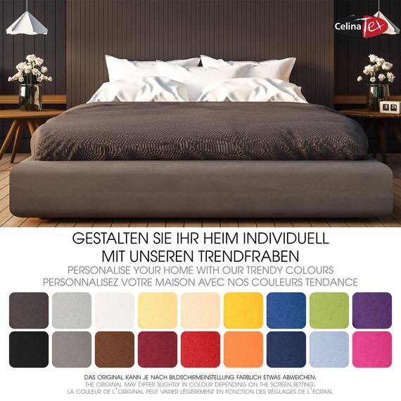 CelinaTex Jersey Topper Spannbettlaken Lucina 200x200-200x220cm dunkel grau 100% Baumwolle gekämmt bis 12cm Matratzenhöhe Spannbettbezug, Leintuch, Bettlaken, elastisch, Strech, Oeko-Tex