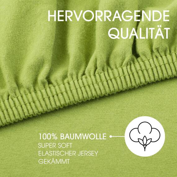CelinaTex Jersey Spannbettlaken Lucina 180x200-200x200cm grün 100% Baumwolle gekämmt bis 26cm Matratzenhöhe Spannbettbezug, Leintuch, Bettlaken, elastisch, Strech, Oeko-Tex