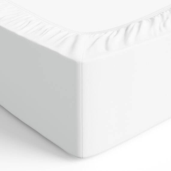 Amazon Basics Jersey Spannbettlaken, 100% Baumwolle, Spannbetttuch - Matratzenhöhe bis 30 cm, 120 x 200 cm, Weiß (Packung mit 2)