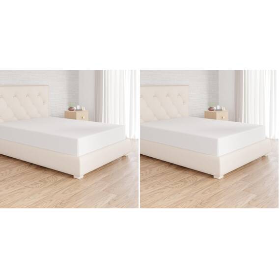 Amazon Basics Jersey Spannbettlaken, 100% Baumwolle, Spannbetttuch - Matratzenhöhe bis 30 cm, 80 x 200 cm, Weiß (Packung mit 2)