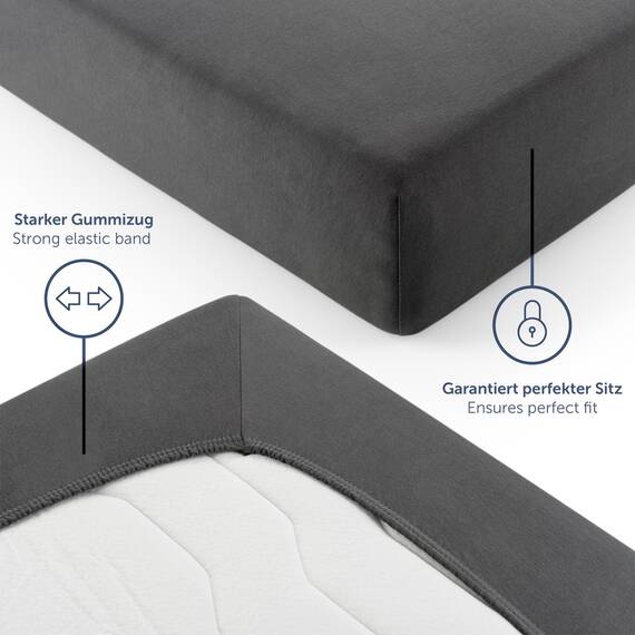Blumtal Spannbettlaken 80x160-180 cm Jersey - Bettlaken 80x160 Kinder aus 100% Baumwolle - Oeko-TEX zertifiziertes Spannbettlaken Beistellbett/Spannbettlaken Kinderbett 80x160-180 - Anthrazit