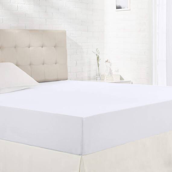 Amazon Basics Jersey Spannbettlaken, 100% Baumwolle, Spannbetttuch - Matratzenhöhe bis 30 cm, 200 x 200 cm, Weiß