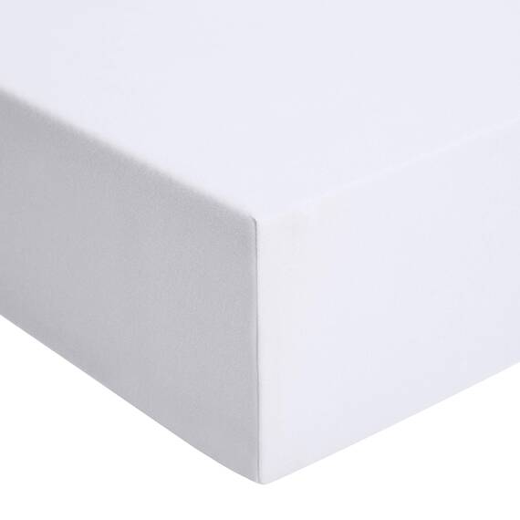 Amazon Basics Jersey Spannbettlaken, 100% Baumwolle, Spannbetttuch - Matratzenhöhe bis 30 cm, 200 x 200 cm, Weiß