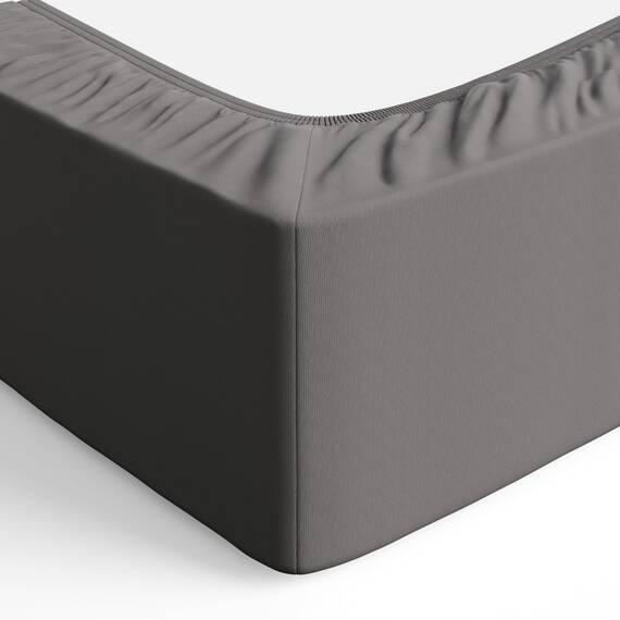 Amazon Basics Jersey Spannbettlaken, 100% Baumwolle, Spannbetttuch - Matratzenhöhe bis 30 cm, 80 x 200 cm, Dunkelgrau