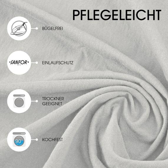 CelinaTex Jersey Topper Spannbettlaken Lucina Doppelpack 200x200-200x220cm Silber grau 100% Baumwolle gekämmt bis 12cm Matratzenhöhe Spannbettbezug, Leintuch, Bettlaken, elastisch, Strech, Oeko-Tex