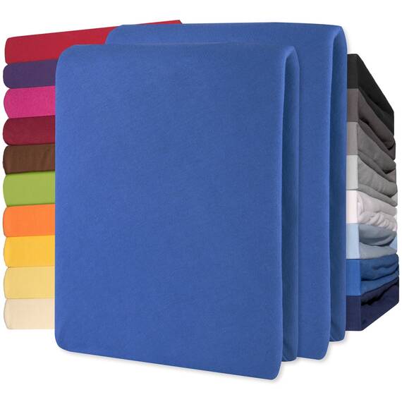 CelinaTex Jersey Spannbettlaken Lucina Doppelpack 200x200-200x220cm royal blau 100% Baumwolle gekämmt bis 26cm Matratzenhöhe Spannbettbezug, Leintuch, Bettlaken, elastisch, Strech, Oeko-Tex