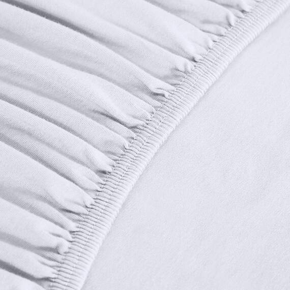 Amazon Basics Jersey Spannbettlaken, 100% Baumwolle, Spannbetttuch - Matratzenhöhe bis 30 cm, 200 x 200 cm, Weiß
