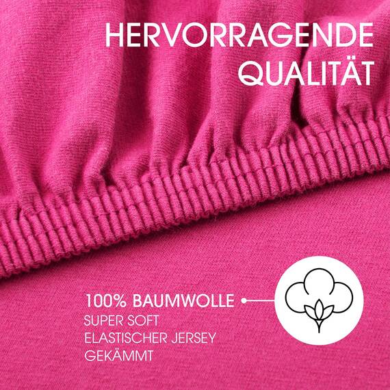 CelinaTex Jersey Spannbettlaken Lucina Doppelpack 200x200-200x220cm pink 100% Baumwolle gekämmt bis 26cm Matratzenhöhe Spannbettbezug, Leintuch, Bettlaken, elastisch, Strech, Oeko-Tex