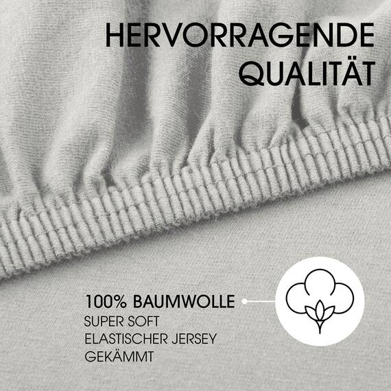 CelinaTex Jersey Spannbettlaken Lucina Doppelpack 200x200-200x220cm Silber grau 100% Baumwolle gekämmt bis 26cm Matratzenhöhe Spannbettbezug, Leintuch, Bettlaken, elastisch, Strech, Oeko-Tex