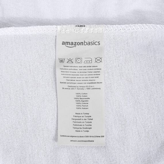 Amazon Basics Jersey Spannbettlaken, 100% Baumwolle, Spannbetttuch - Matratzenhöhe bis 30 cm, 200 x 200 cm, Weiß (Packung mit 2)