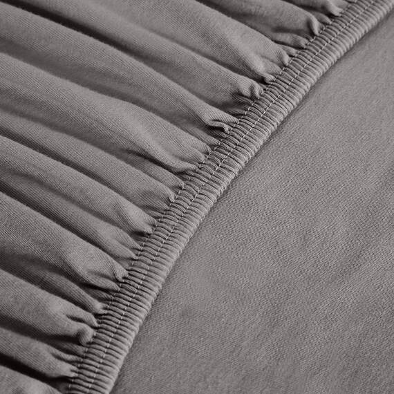 Amazon Basics Jersey Spannbettlaken, 100% Baumwolle, Spannbetttuch - Matratzenhöhe bis 30 cm, 200 x 200 cm, Dunkelgrau (Packung mit 2)