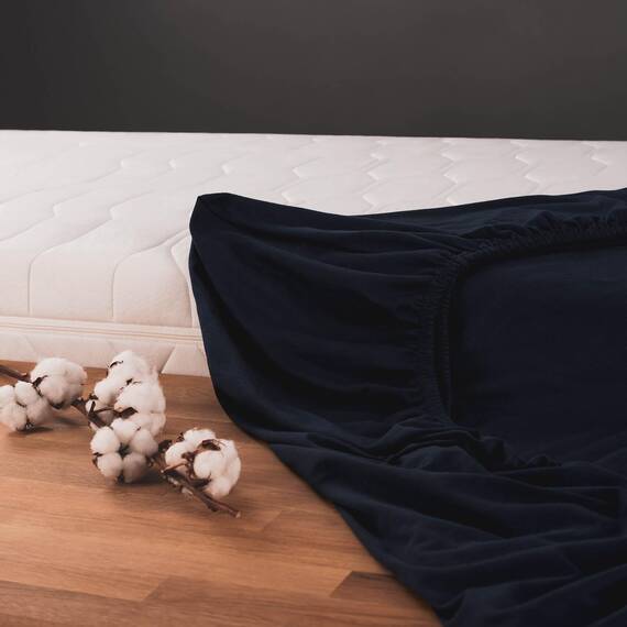 Blumtal® Basics Spannbettlaken für Topper 90x190 cm - Jersey Bettlaken aus 100% Baumwolle - OEKO-TEX Zertifiziertes Spannbetttuch - Dark Ocean Blue - Blau