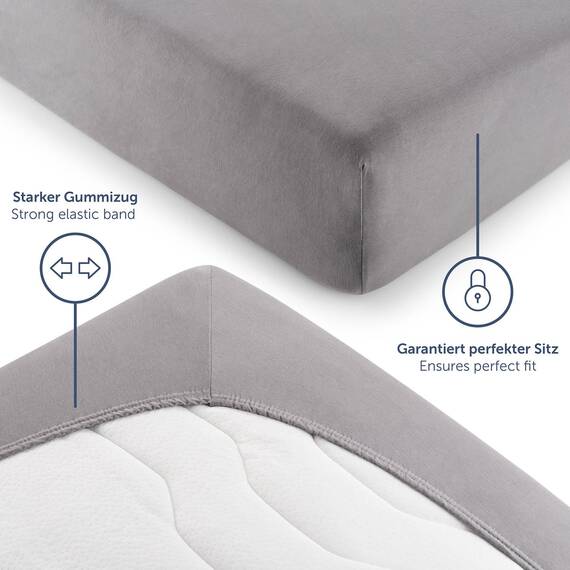Blumtal® Basics Spannbettlaken 100x200cm - Jersey Bettlaken aus 100% Baumwolle - Oeko-TEX zertifiziertes Spannbetttuch - Leintuch, Bettbezug in Grau
