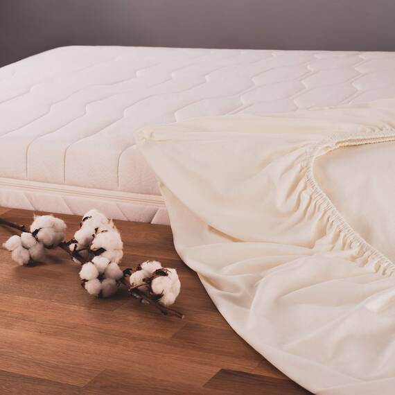 Blumtal Basics - Set di 2 lenzuola Con angoli elasticizzati, 90 x 200 cm, 100% Cotone, Altezza materasso fino a 18 cm, Colore: Avorio