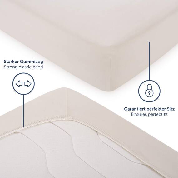 Blumtal Basics - Set di 2 lenzuola Con angoli elasticizzati, 90 x 200 cm, 100% Cotone, Altezza materasso fino a 18 cm, Colore: Avorio