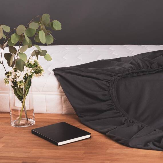 Blumtal Basics - Lenzuolo Con angoli elasticizzati in 100% Cotone (90 x 200 x 25 cm - Set di 2, Antracite)