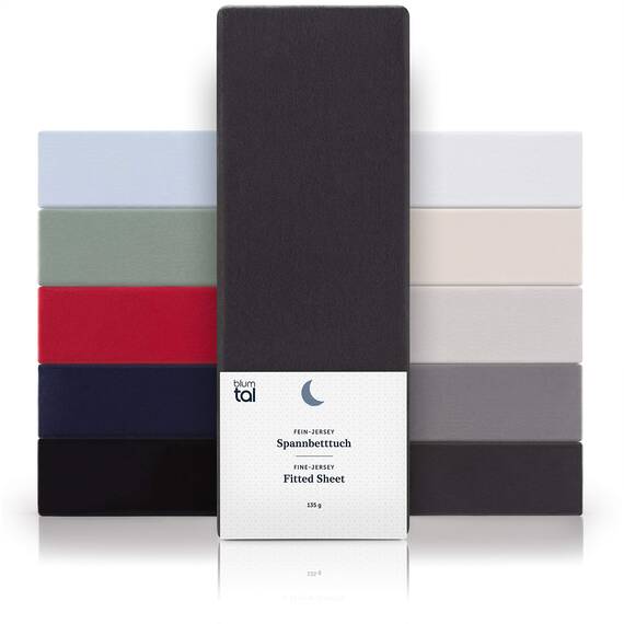Blumtal Basics - Lenzuolo Con angoli elasticizzati in 100% Cotone (90 x 200 x 25 cm - Set di 2, Antracite)
