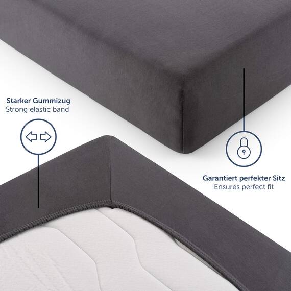 Blumtal Basics - Lenzuolo Con angoli elasticizzati in 100% Cotone (90 x 200 x 25 cm - Set di 2, Antracite)