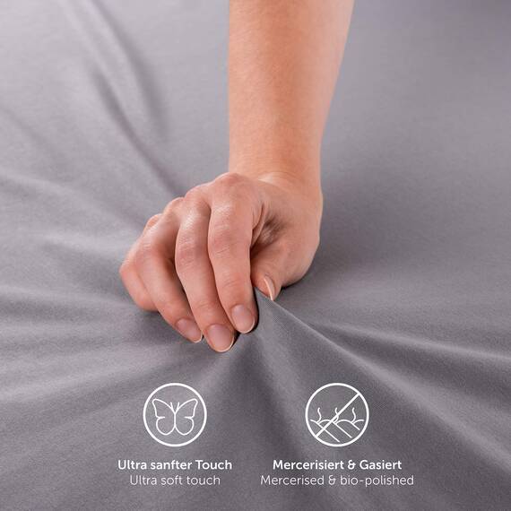 Blumtal Basics - Lenzuolo Con angoli elasticizzati in 100% Cotone (90 x 200 x 25 cm - Set di 2, Antracite)