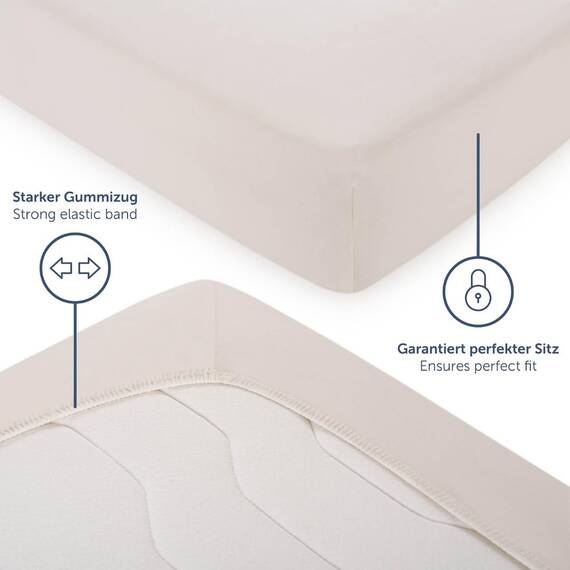 Blumtal® Basics Spannbettlaken 120x200cm Jersey - Bettlaken 120x200 Baumwolle 100% - Oeko-TEX zertifiziertes Spannbetttuch 120x200cm - Bettlaken 120x200 Spannbettlaken - Leintuch - Elfenbein