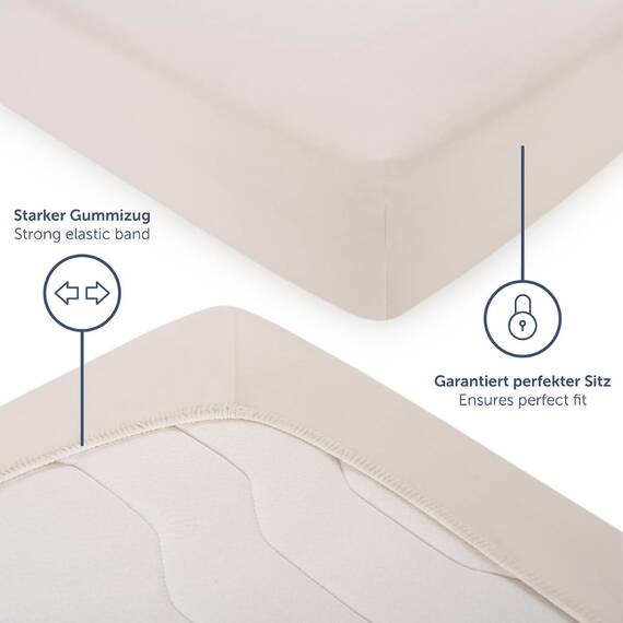 Blumtal® Basics Spannbettlaken Topper 120x200 cm Jersey - Bettlaken aus 100% Baumwolle - Oeko-TEX zertifiziertes Spannbetttuch - Topper Spannbettlaken 120x200 cm - Elfenbein
