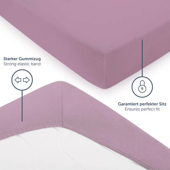 Blumtal® Baumwolle Spannbettlaken 100x200cm Basics Jersey - Bettlaken 100x200cm - Oeko-TEX zertifiziertes Spannbetttuch 100x200 - Matratzenbezug 100x200 - Bettbezug - Leintuch - Dusty Orchid