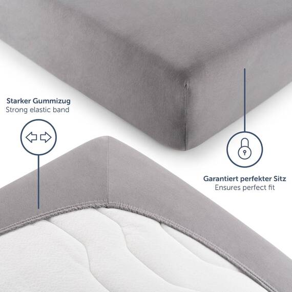 Blumtal® Basics Spannbettlaken 160x200cm Jersey - Spannbetttuch 160x200 Baumwolle - Oeko-TEX zertifiziertes Spannbetttuch 160x200cm - Matratzenbezug - Bettwäsche 160x200 - Bettbezug - Grau