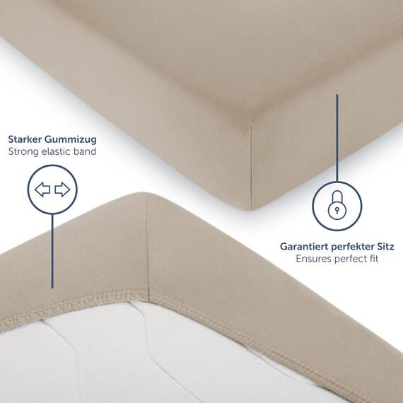 Blumtal® Baumwolle Spannbettlaken 140x200cm Basics Jersey - Oeko-TEX zertifiziertes Spannbetttuch - Matratzenbezug 140x200cm - Bettbezug - Leintuch - Taupe