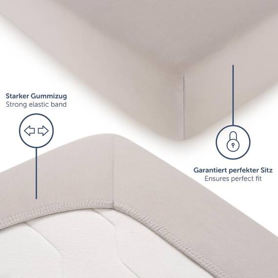 Blumtal® Basics Spannbettlaken 140x200cm Jersey - Baumwolle - Oeko-TEX zertifiziert - Matratzenbezug - Bettbezug - Moonlight Grey